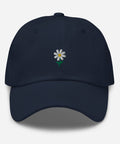 Daisy-Embroidered-Dad-Hat-Navy-Front-View