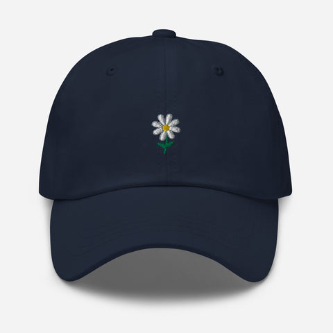 Daisy-Embroidered-Dad-Hat-Navy-Front-View