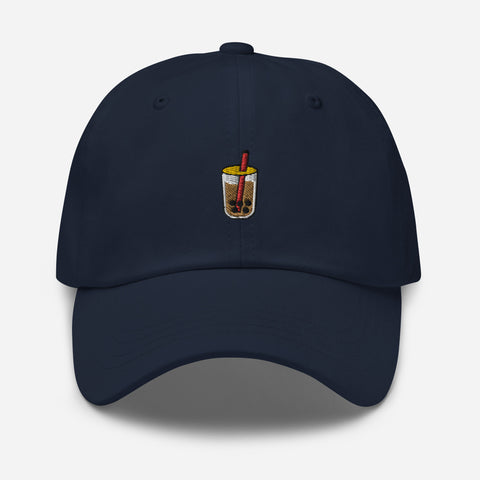 Bubble-Tea-Embroidered-Dad-Hat-Navy-Front-View