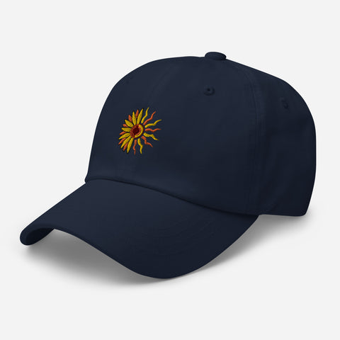 Sunflower-Embroidered-Dad-Hat-Navy-Left-Front-View
