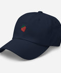 Strawberry-Embroidered-Dad-Hat-Navy-Left-Front-View