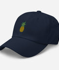 Pineapple-Embroidered-Dad-Hat-Navy-Left-Front-View