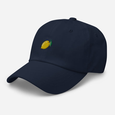 Lemon-Embroidered-Dad-Hat-Navy-Left-Front-View