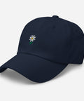 Daisy-Embroidered-Dad-Hat-Navy-Left-Front-View