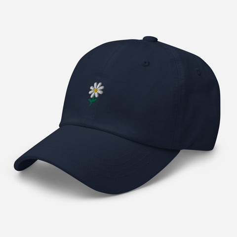 Daisy-Embroidered-Dad-Hat-Navy-Left-Front-View