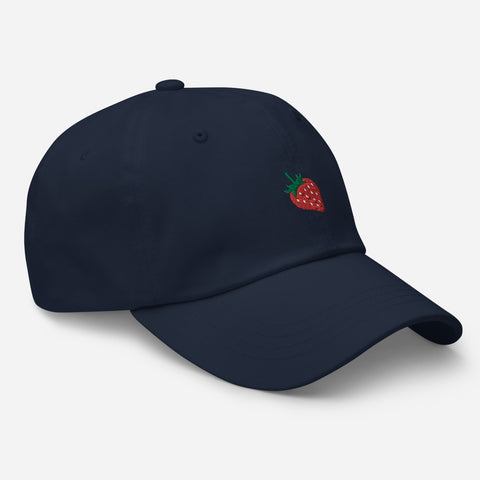 Strawberry-Embroidered-Dad-Hat-Navy-Right-Front-View