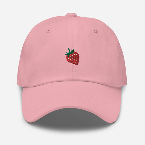 Strawberry-Embroidered-Dad-Hat-Pink-Front-View