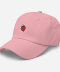 Strawberry-Embroidered-Dad-Hat-Pink-Left-Front-View