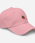 Strawberry-Embroidered-Dad-Hat-Pink-Right-Front-View