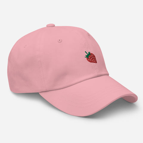 Strawberry-Embroidered-Dad-Hat-Pink-Right-Front-View