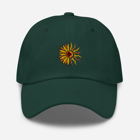 Sunflower-Embroidered-Dad-Hat-Spruce-Front-View