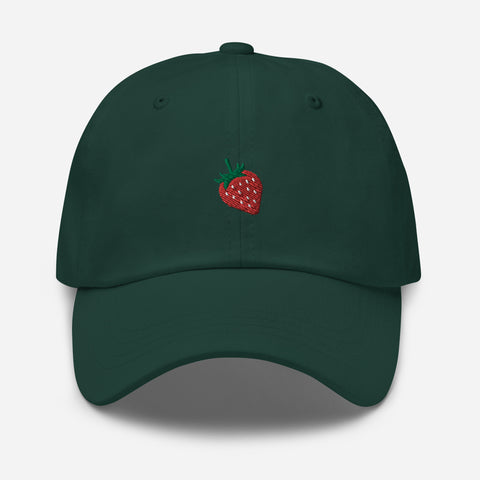 Strawberry-Embroidered-Dad-Hat-Spruce-Front-View