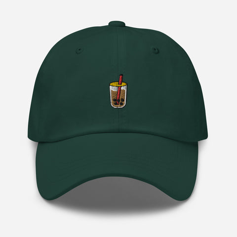 Bubble-Tea-Embroidered-Dad-Hat-Spruce-Front-View