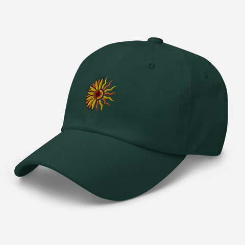 Sunflower-Embroidered-Dad-Hat-Spruce-Left-Front-View