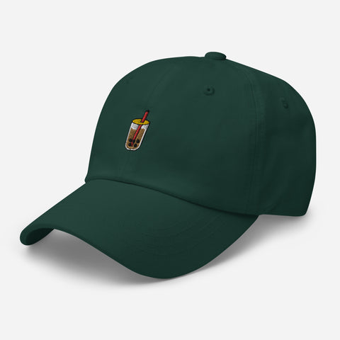 Bubble-Tea-Embroidered-Dad-Hat-Spruce-Left-Front-View
