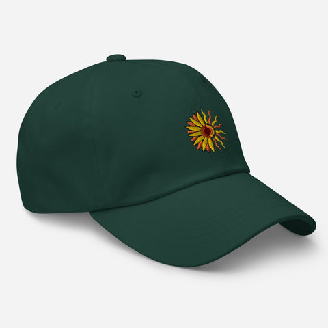 Sunflower-Embroidered-Dad-Hat-Spruce-Right-Front-View