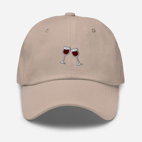 Wine-Embroidered-Dad-Hat-Stone-Front-View