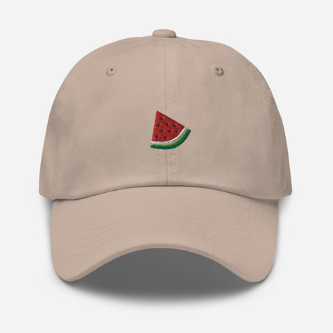 Watermelon-Embroidered-Dad-Hat-Stone-Front-View