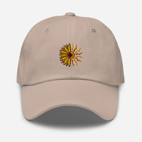 Sunflower-Embroidered-Dad-Hat-Stone-Front-View