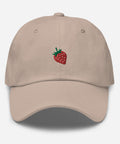 Strawberry-Embroidered-Dad-Hat-Stone-Front-View
