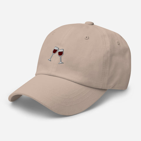 Wine-Embroidered-Dad-Hat-Stone-Left-Front-View