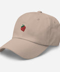 Strawberry-Embroidered-Dad-Hat-Stone-Left-Front-View