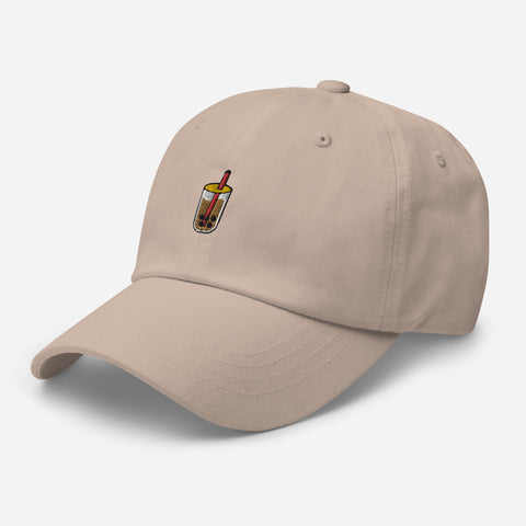 Bubble-Tea-Embroidered-Dad-Hat-Stone-Left-Front-View