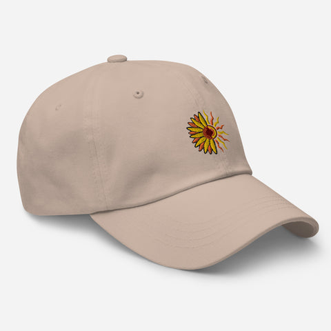 Sunflower-Embroidered-Dad-Hat-Stone-Right-Front-View