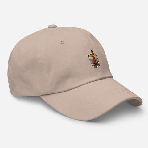 Bubble-Tea-Embroidered-Dad-Hat-Stone-Right-Front-View
