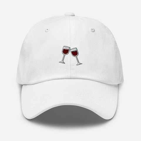 Wine-Embroidered-Dad-Hat-White-Front-View