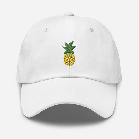 Pineapple-Embroidered-Dad-Hat-White-Front-View