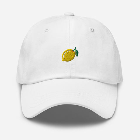 Lemon-Embroidered-Dad-Hat-White-Front-View