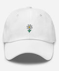 Daisy-Embroidered-Dad-Hat-White-Front-View