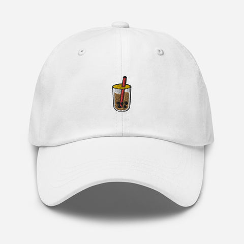 Bubble-Tea-Embroidered-Dad-Hat-White-Front-View