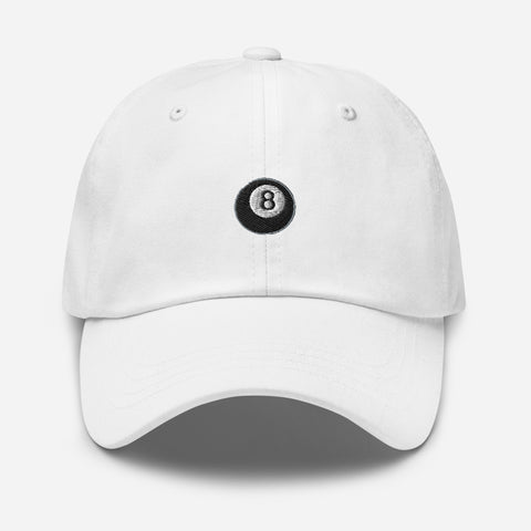 Magic-Eight-Ball-Embroidered-Dad-Hat-White-Front-View