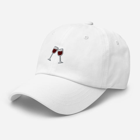 Wine-Embroidered-Dad-Hat-White-Left-Front-View