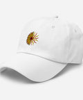 Sunflower-Embroidered-Dad-Hat-White-Left-Front-View