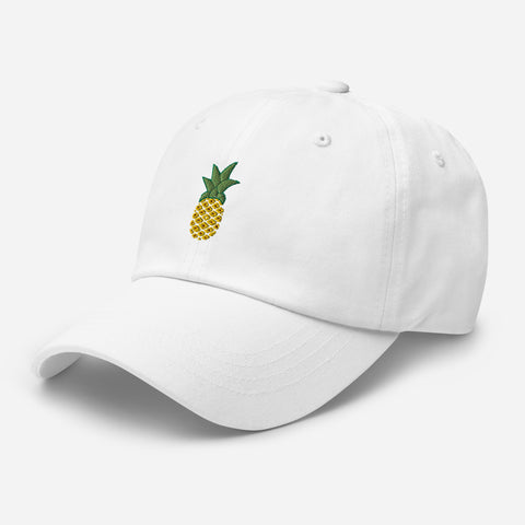 Pineapple-Embroidered-Dad-Hat-White-Left-Front-View