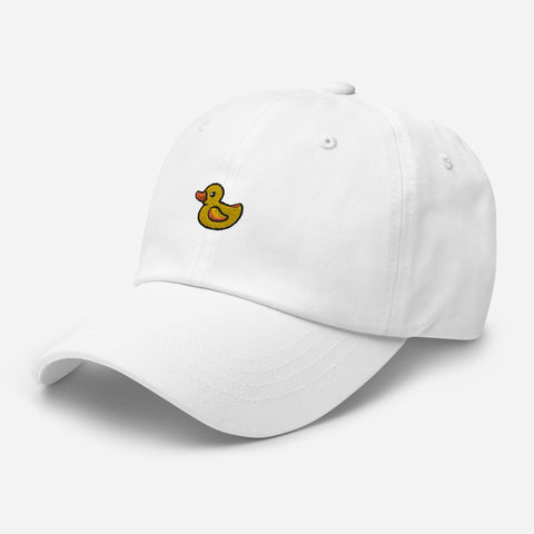 Rubber-Duck-Embroidered-Dad-Hat-White-Left-Front-View