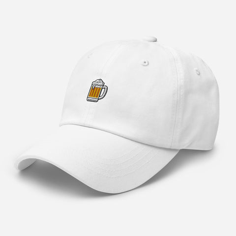 Beer-Mug-Embroidered-Dad-Hat-White-Left-Front-View