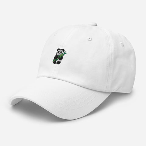 Panda-Embroidered-Dad-Hat-White-Left-Front-View