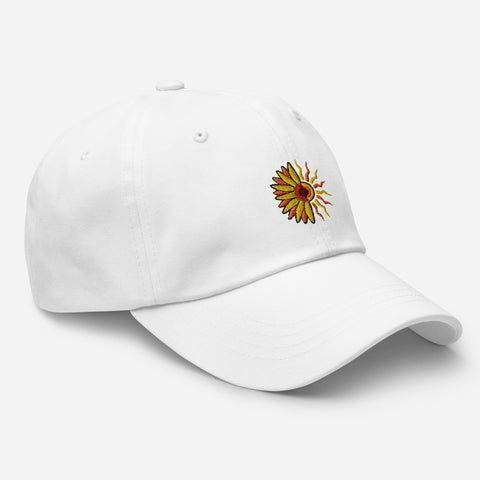 Sunflower-Embroidered-Dad-Hat-White-Right-Front-View