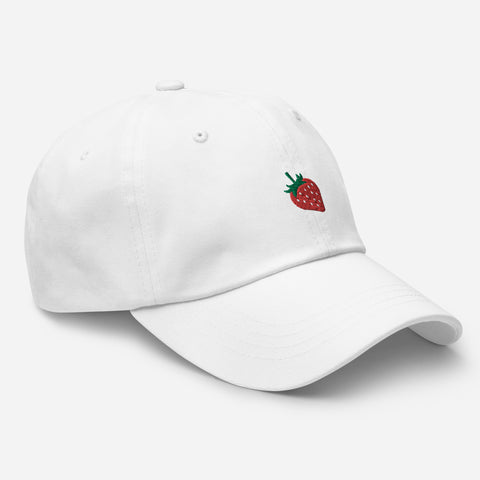 Strawberry-Embroidered-Dad-Hat-White-Right-Front-View