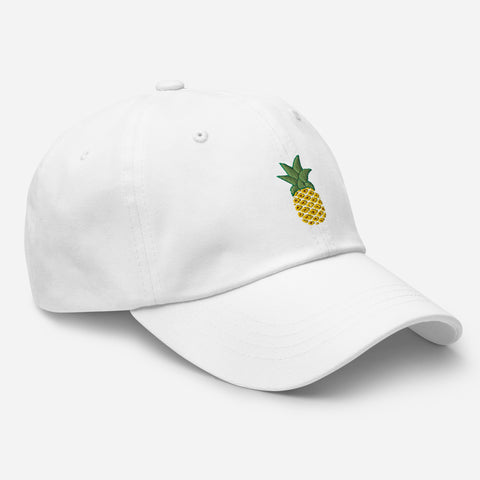 Pineapple-Embroidered-Dad-Hat-White-Right-Front-View