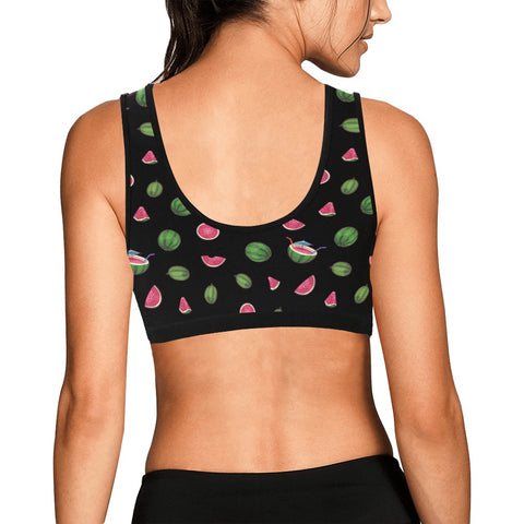 Watermelon-Womens-Bralette-Black-Model-Back-View