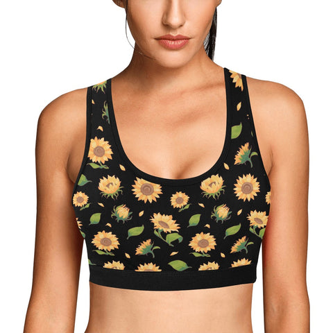 Sunflower-Womens-Bralette-Black-Model-Front-View