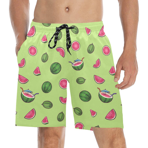Watermelon-Mens-Swim-Trunks-Lime-Green-Model-Front-View