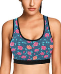 Painted-Roses-Womens-Bralette-Blue-Model-Front-View