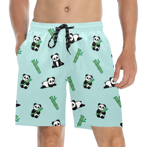 Panda-Men's-Swim-Trunks-PowderBlue-Model-Front-View