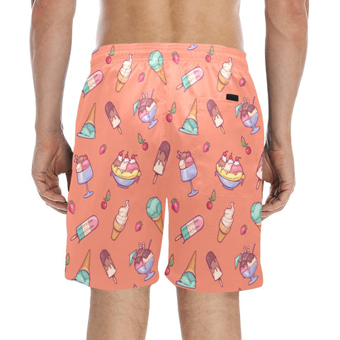 Banana-Split-Men's-Swim-Trunks-Peach-Model-Back-View